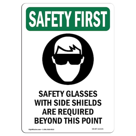 Signmission OSHA Sign, Glasses W/, 10in X 7in Rigid Plastic, 7" W, 10" H, Portrait, OS-SF-P-710-V-11335 OS-SF-P-710-V-11335
